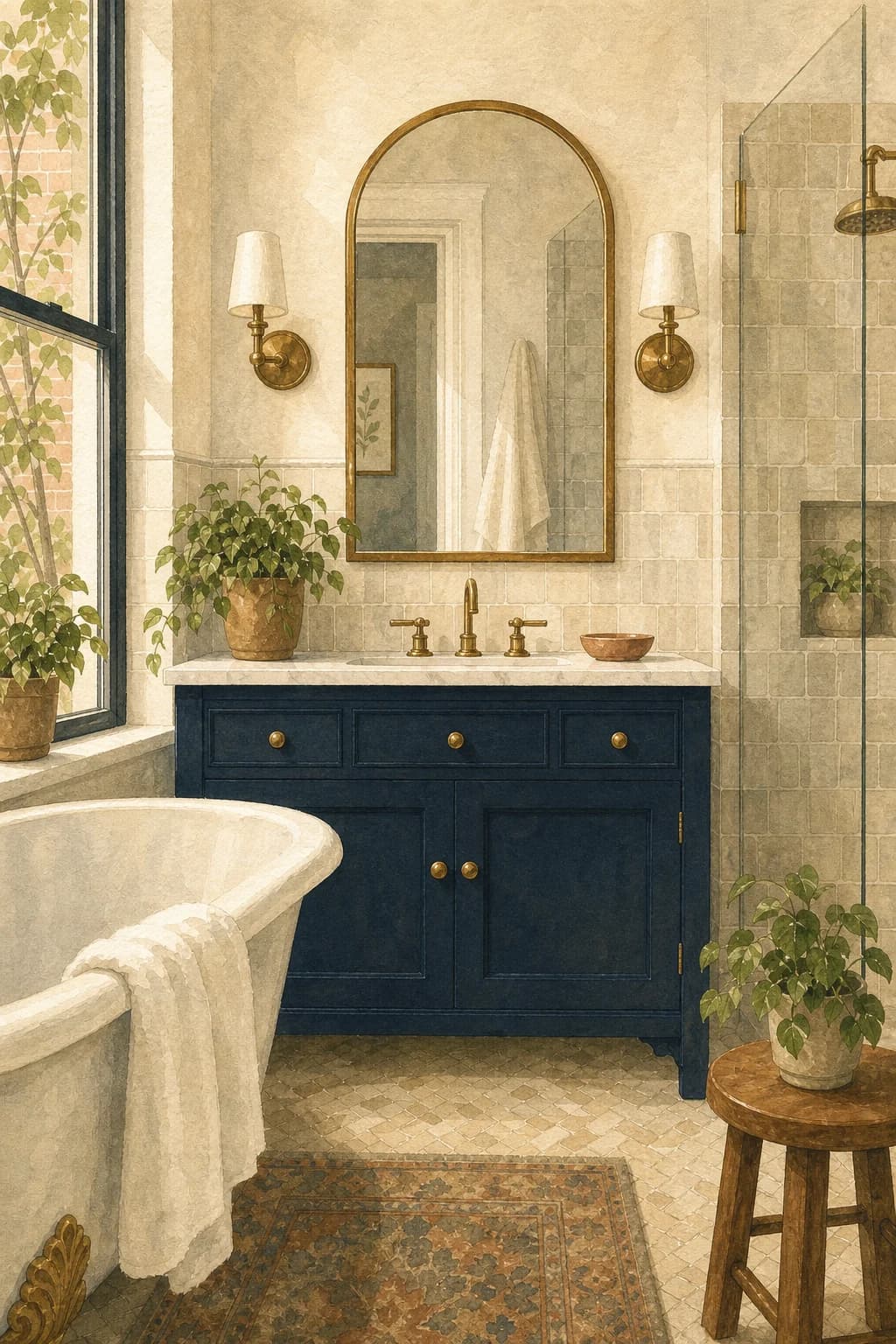 A painted gleaming tiled bathroom — the level of detail a deep clean reaches